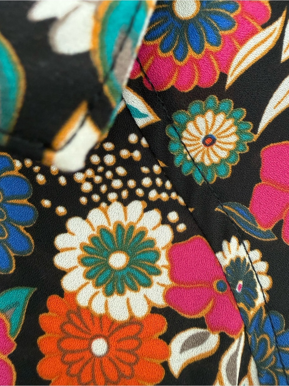 Chenault Floral Print Long Sleeve Button Front Blouse Top Black Colorful XL - Picture 5 of 14
